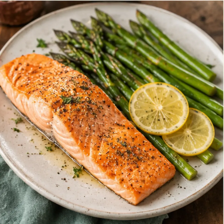Photograph of Baked Salmon with Asparagus