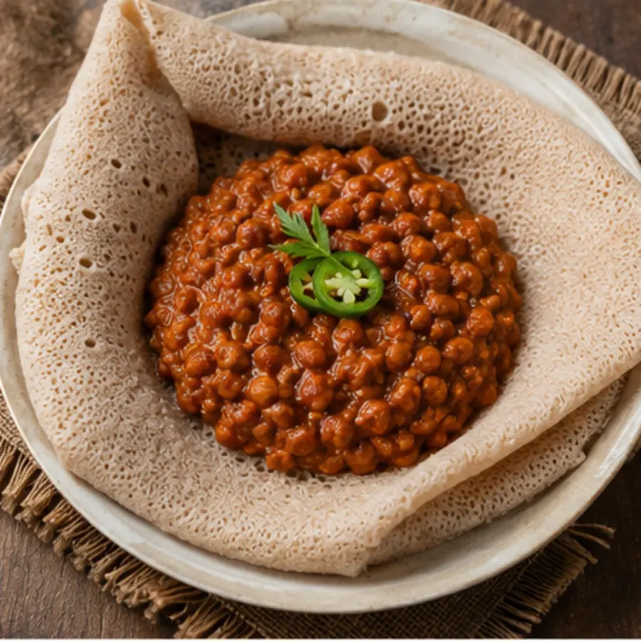 Photograph of Misir Wot (Ethiopian Red Lentil Stew)