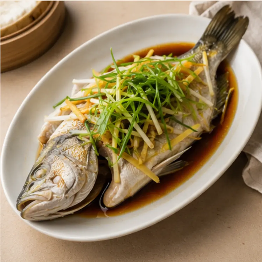 Photograph of Steamed Fish with Ginger and Scallion